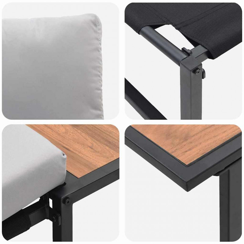 Zestaw Sof na Ogród 2 pcs Jasnoszary Stal