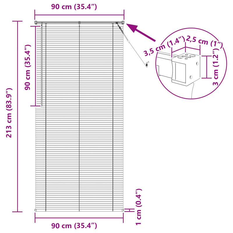 Żaluzja wenecka Ciemnobrązowy ze wzorem 213 x 90 cm PVC