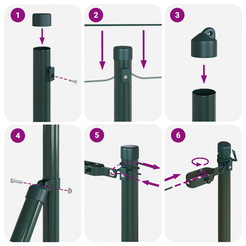 Słupek ogrodzeniowy. 7 pcs Zielony Stal