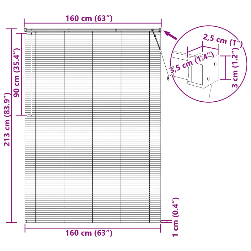 Żaluzja wenecka Ciemnobrązowy ze wzorem 213 x 160 cm PVC