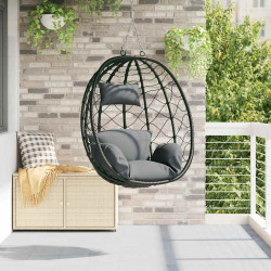 Wiszące krzesło jajo Antracyt 91,5 x 60 x 110 cm polirattan