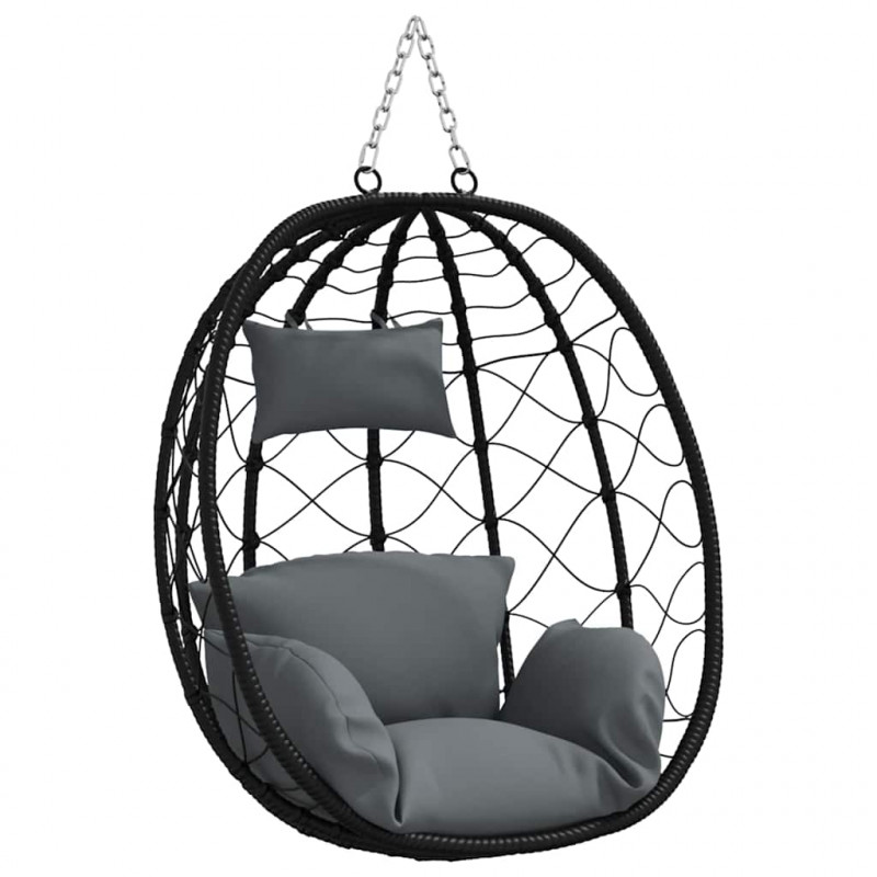 Wiszące krzesło jajo Antracyt 91,5 x 60 x 110 cm polirattan