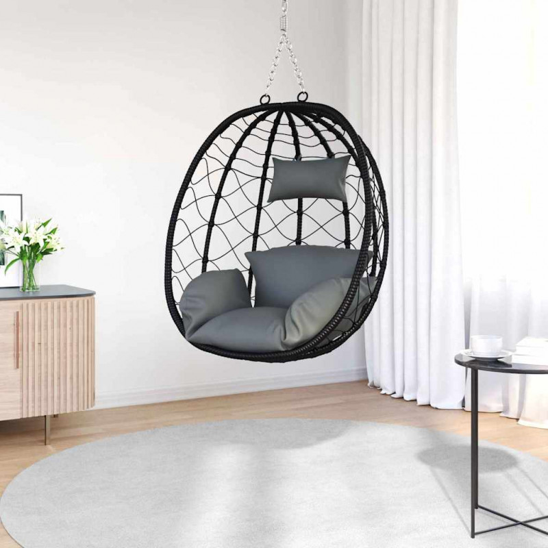 Wiszące krzesło jajo Antracyt 91,5 x 60 x 110 cm polirattan
