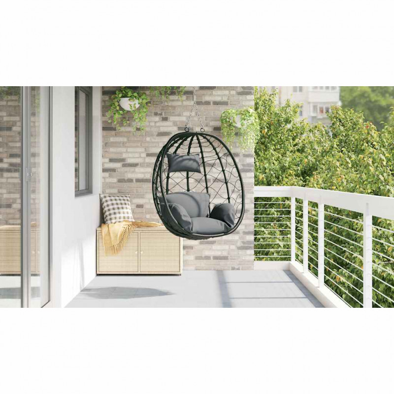 Wiszące krzesło jajo Antracyt 91,5 x 60 x 110 cm polirattan
