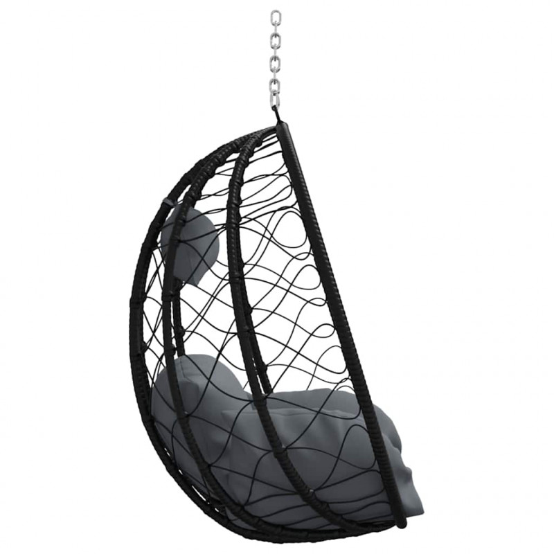 Wiszące krzesło jajo Antracyt 91,5 x 60 x 110 cm polirattan
