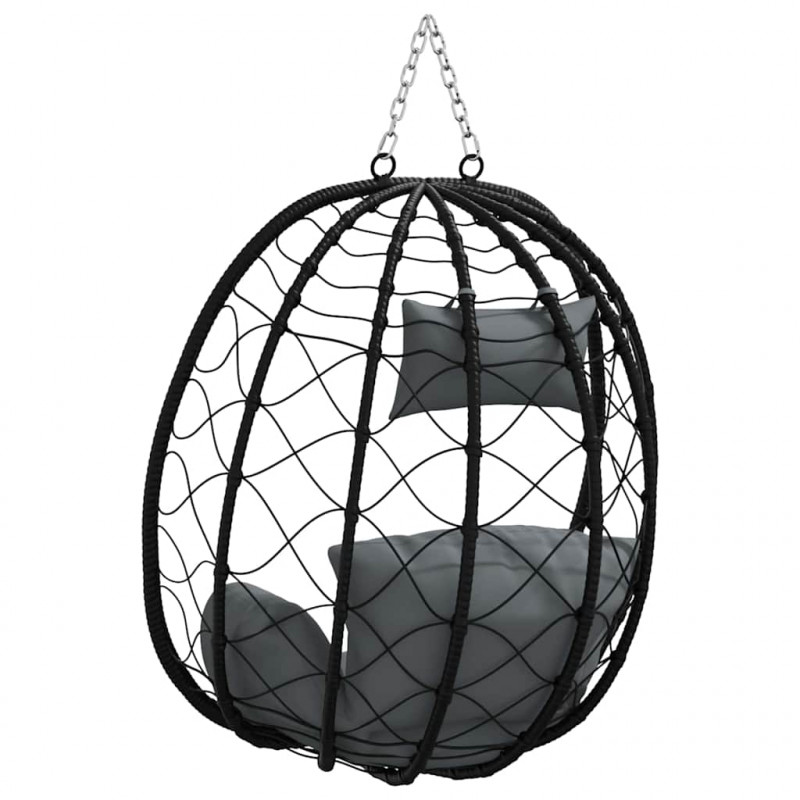 Wiszące krzesło jajo Antracyt 91,5 x 60 x 110 cm polirattan
