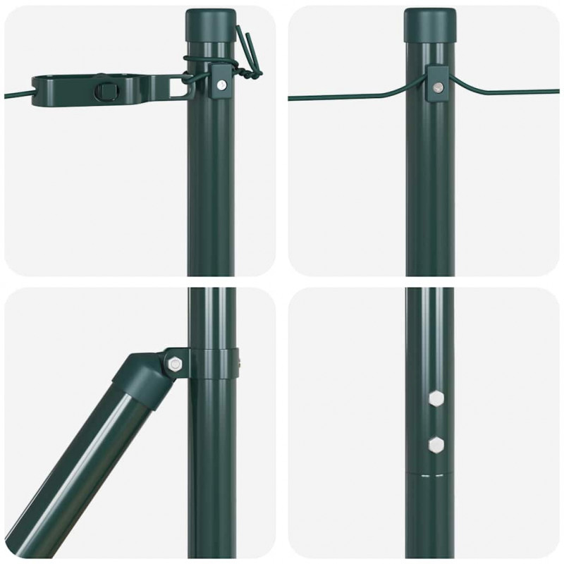 Słupek ogrodzeniowy. 7 pcs Zielony Stal