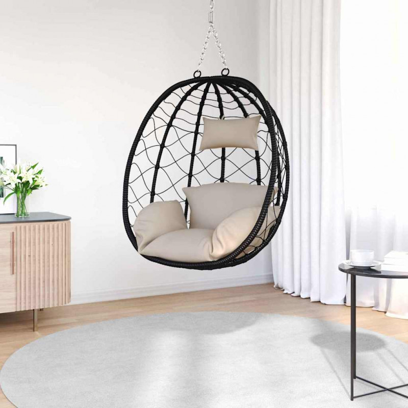 Wiszące krzesło jajo Ciemnoszary 91,5 x 60 x 110 cm polirattan
