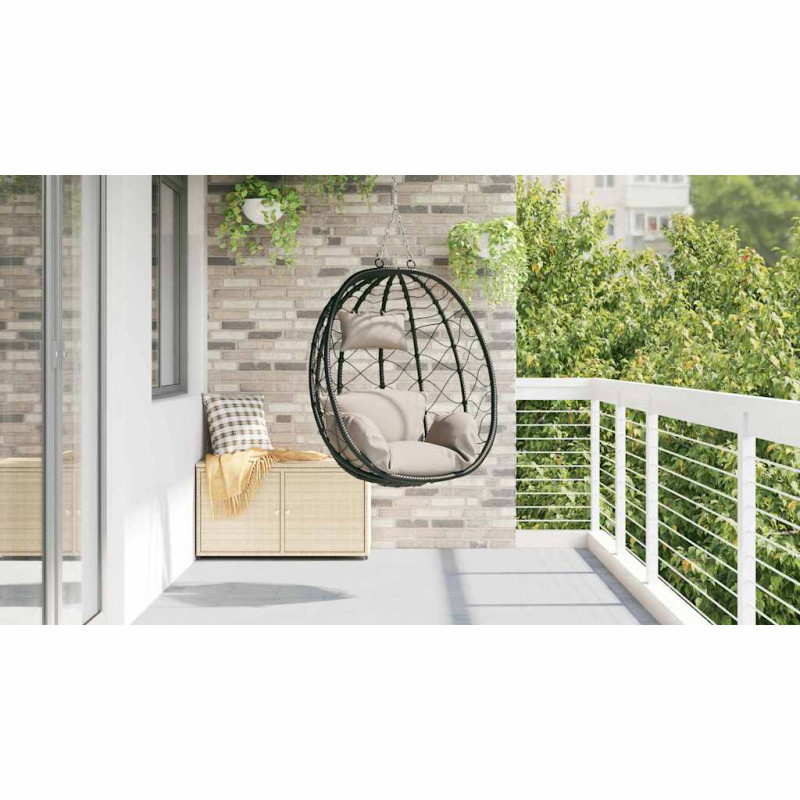 Wiszące krzesło jajo Ciemnoszary 91,5 x 60 x 110 cm polirattan