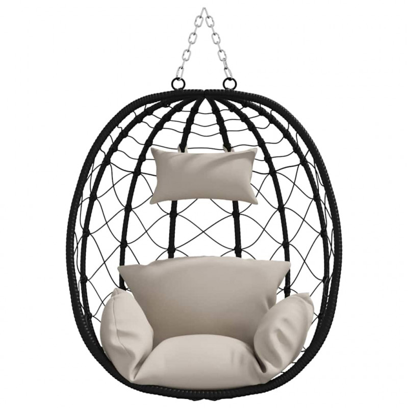 Wiszące krzesło jajo Ciemnoszary 91,5 x 60 x 110 cm polirattan