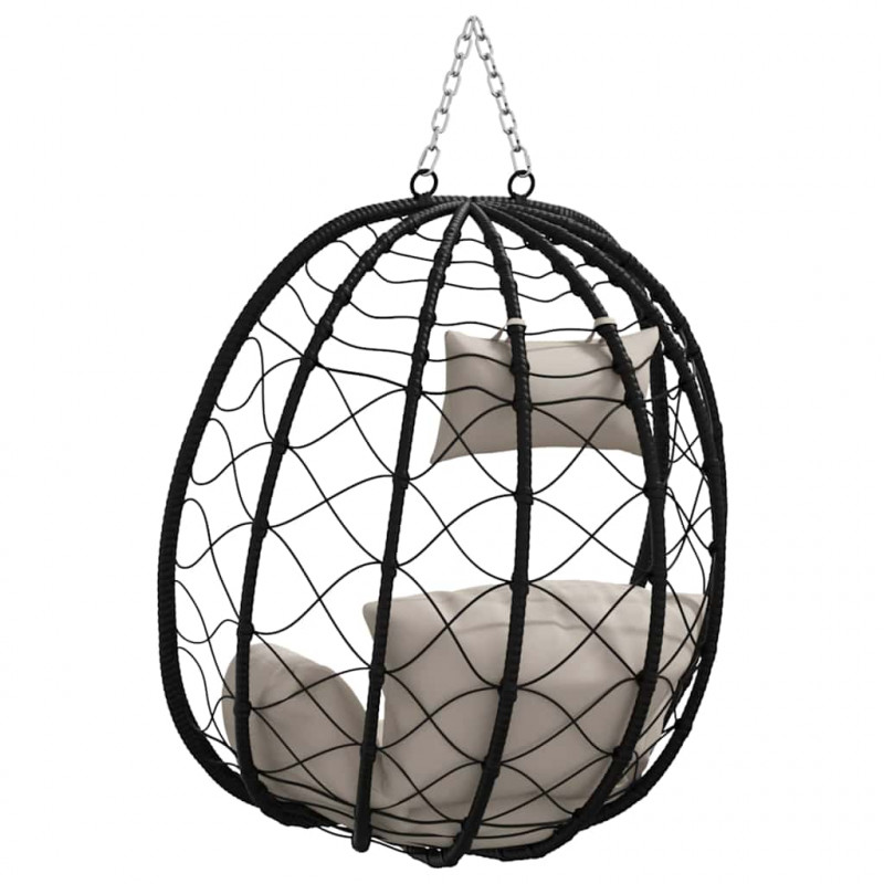 Wiszące krzesło jajo Ciemnoszary 91,5 x 60 x 110 cm polirattan