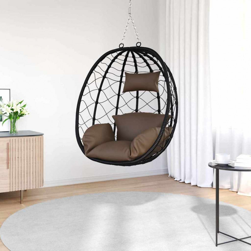 Wiszące krzesło jajo kawowy 91,5 x 60 x 110 cm polirattan