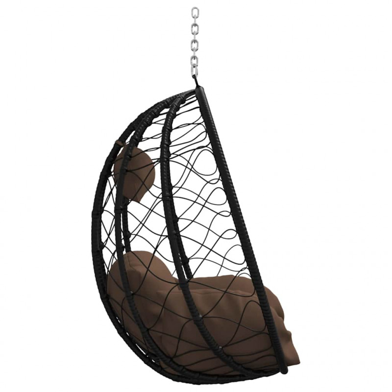 Wiszące krzesło jajo kawowy 91,5 x 60 x 110 cm polirattan