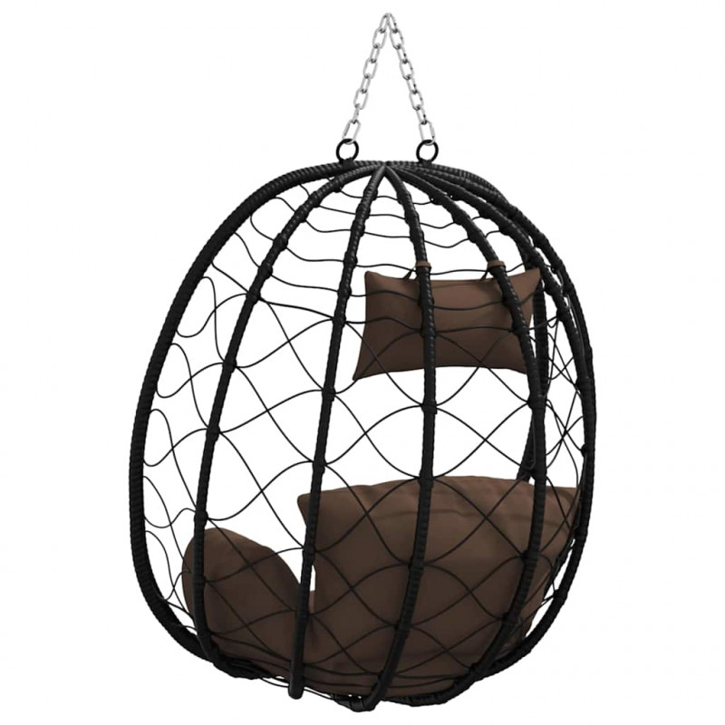 Wiszące krzesło jajo kawowy 91,5 x 60 x 110 cm polirattan
