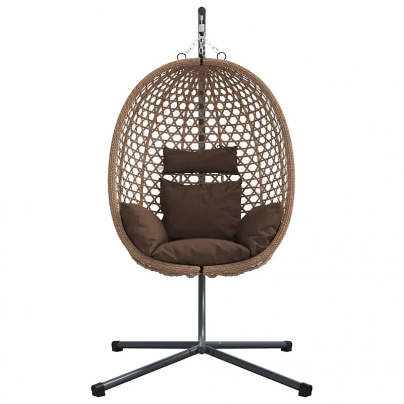 Wiszące krzesło jajo kawowy 104 x 100 x 191 cm polirattan