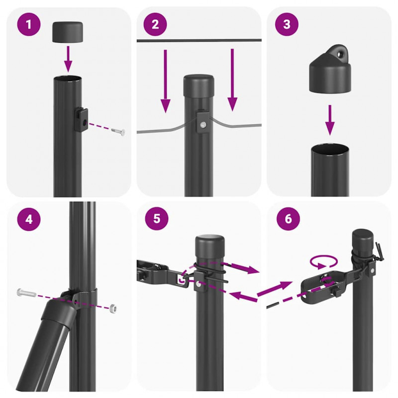 Słupek ogrodzeniowy. 13 pcs Szary Stal