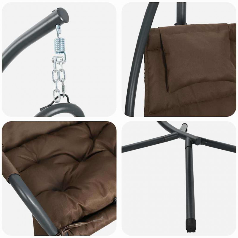 Wiszące krzesło jajo kawowy 94 x 107 x 196,5 cm Stal
