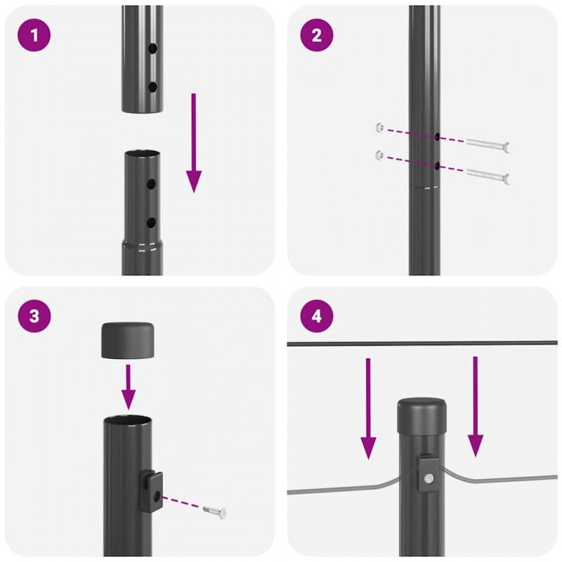 Słupek ogrodzeniowy. 13 pcs Szary Stal