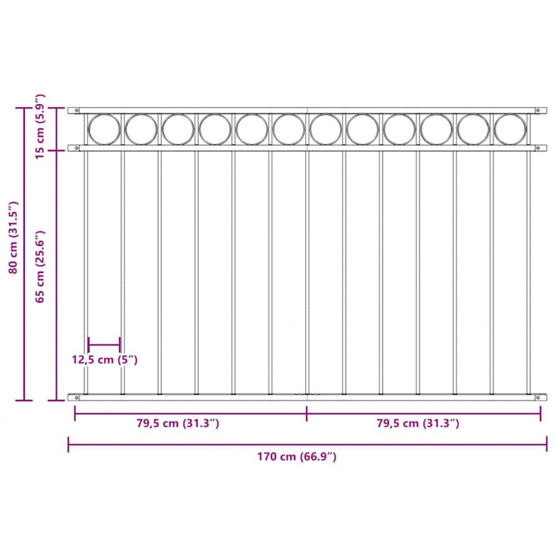 Element ogrodzenia Assen Szary 170 x 80 cm Stal
