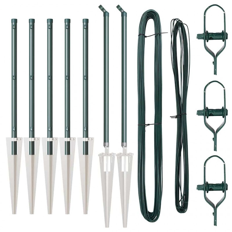 Słupek ogrodzeniowy. 7 pcs Zielony Stal