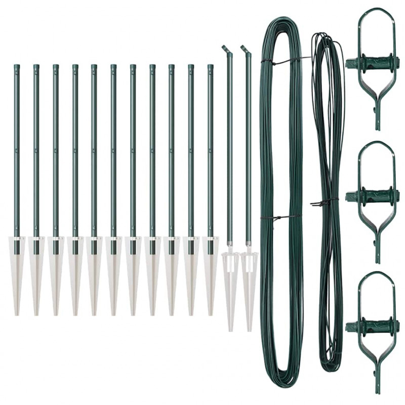 Słupek ogrodzeniowy. 13 pcs Zielony Stal