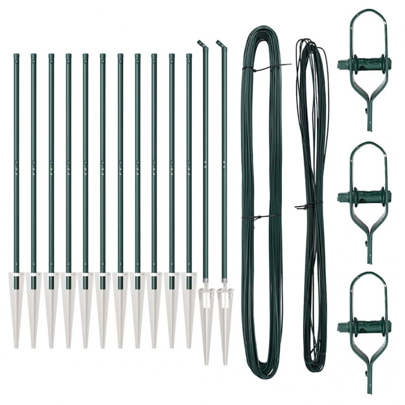 Słupek ogrodzeniowy. 13 pcs Zielony Stal
