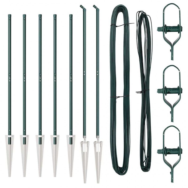 Słupek ogrodzeniowy. 7 pcs Zielony Stal