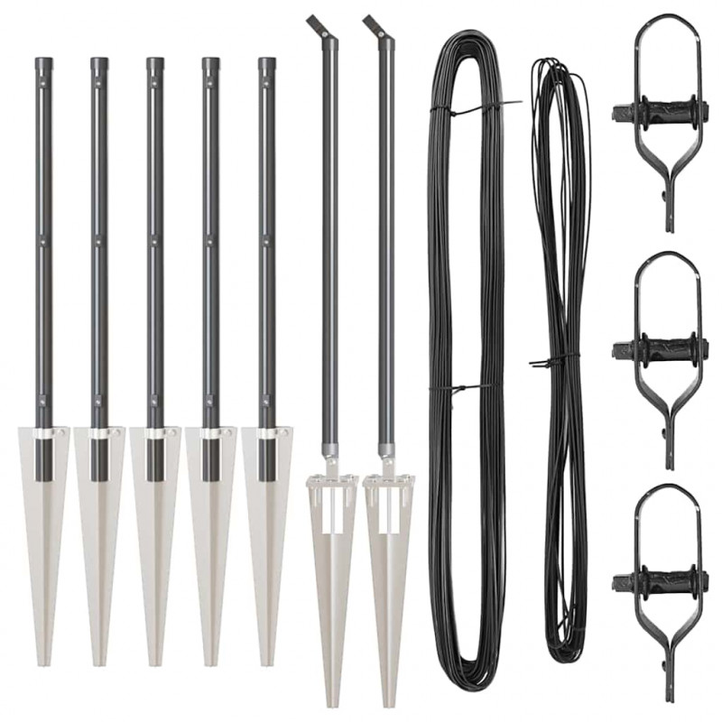 Słupek ogrodzeniowy. 7 pcs Szary Stal