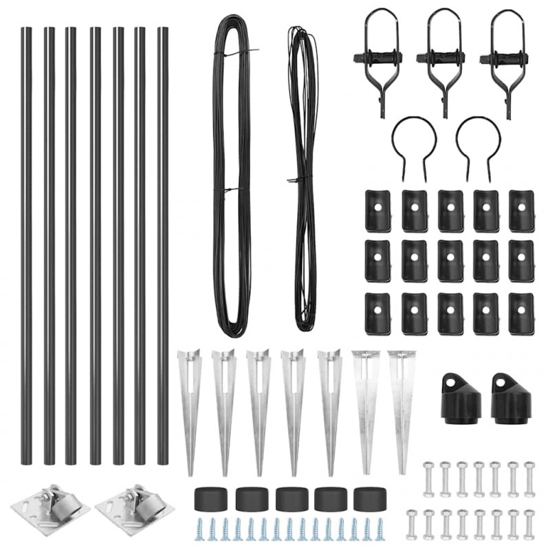 Słupek ogrodzeniowy. 7 pcs Szary Stal