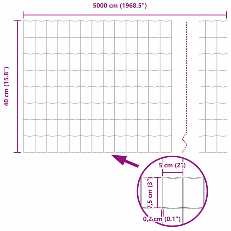 Ogrodzenie Euro 0,4 x 50 m Żelazo pokryte PVC