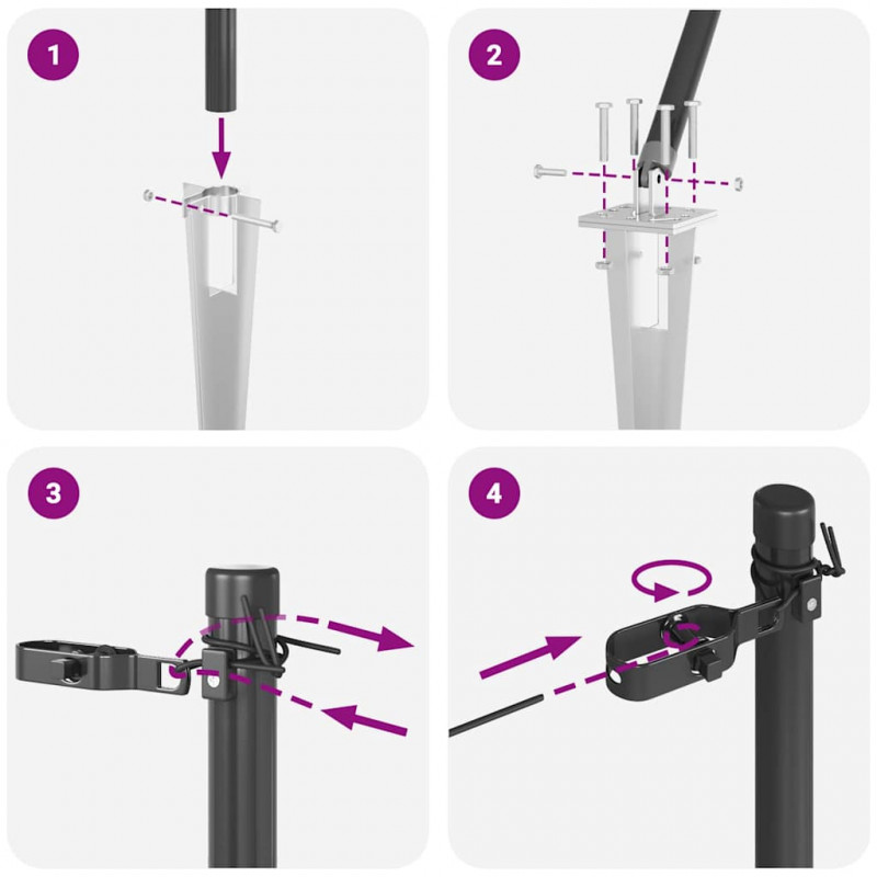 Słupek ogrodzeniowy. 7 pcs Szary Stal