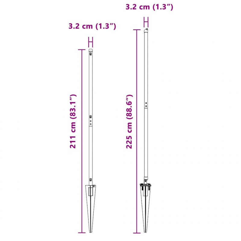 Słupek ogrodzeniowy. 13 pcs Szary Stal
