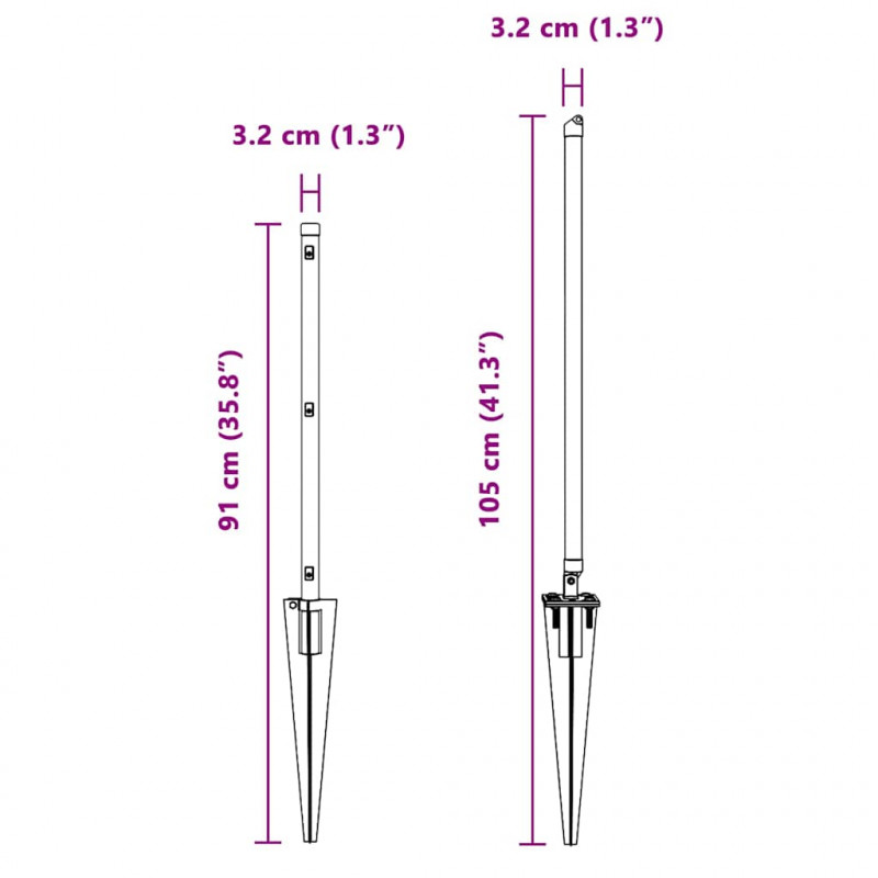 Słupek ogrodzeniowy. 7 pcs Srebrny Stal