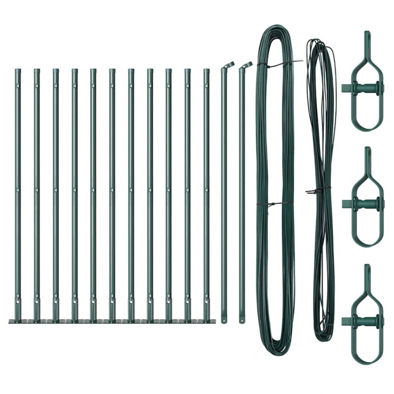 Słupek ogrodzeniowy. 13 pcs Zielony Stal