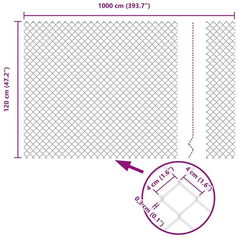 Ogrodzenie łańcuchowe Zielony 10 x 1,2 m Stal