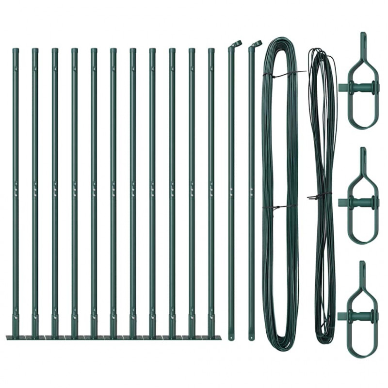 Słupek ogrodzeniowy. 13 pcs Zielony Stal