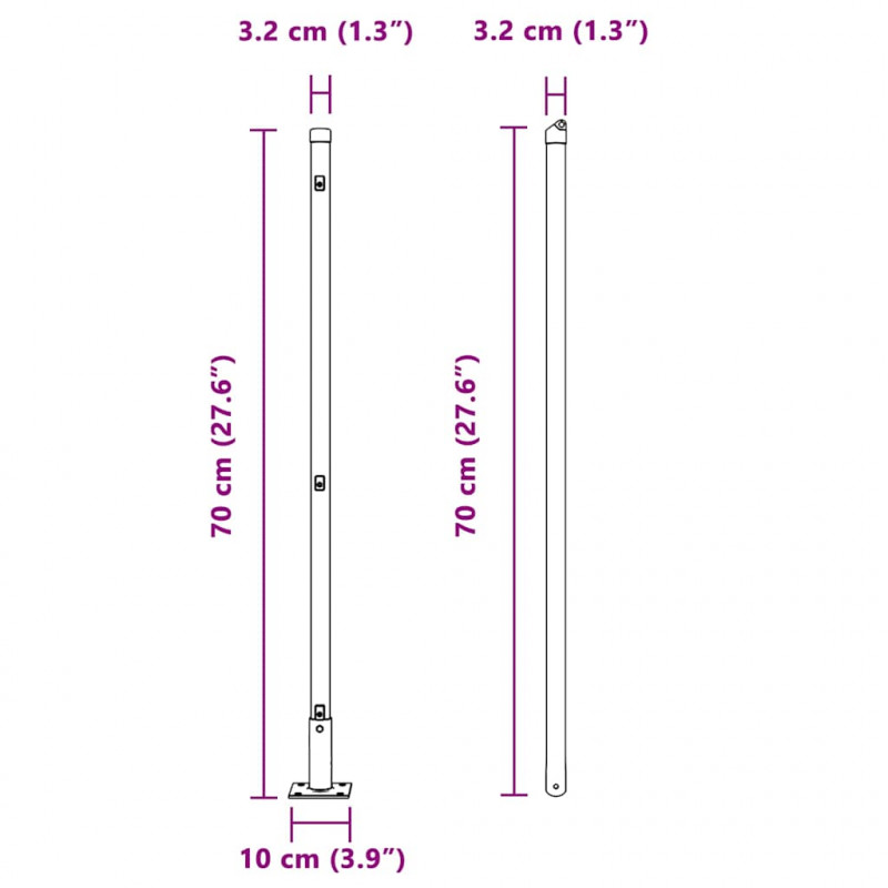 Słupek ogrodzeniowy. 7 pcs Szary Stal