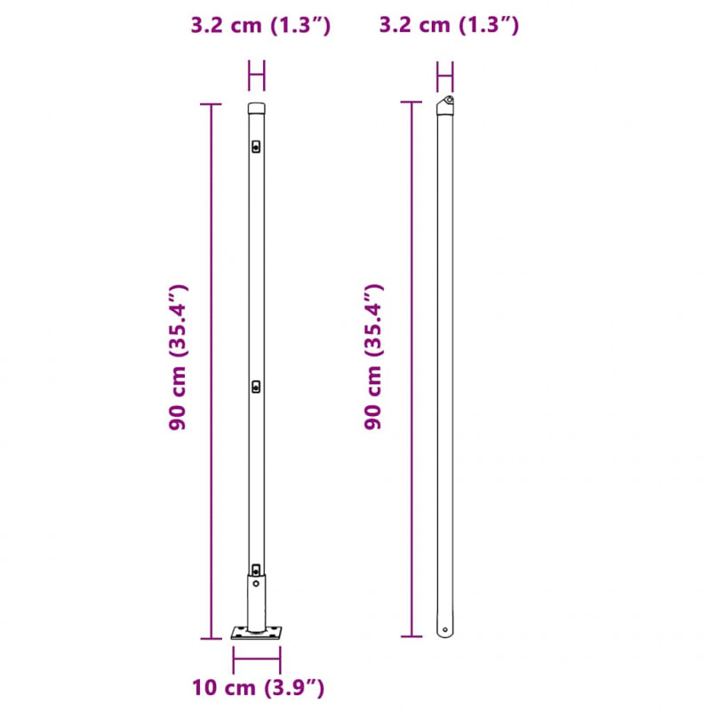 Słupek ogrodzeniowy. 7 pcs Szary Stal