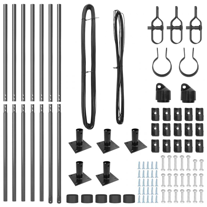 Słupek ogrodzeniowy. 7 pcs Szary Stal