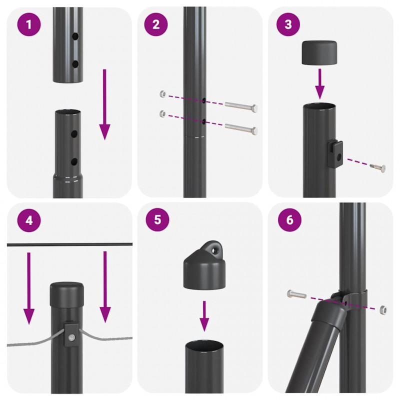 Słupek ogrodzeniowy. 13 pcs Szary Stal