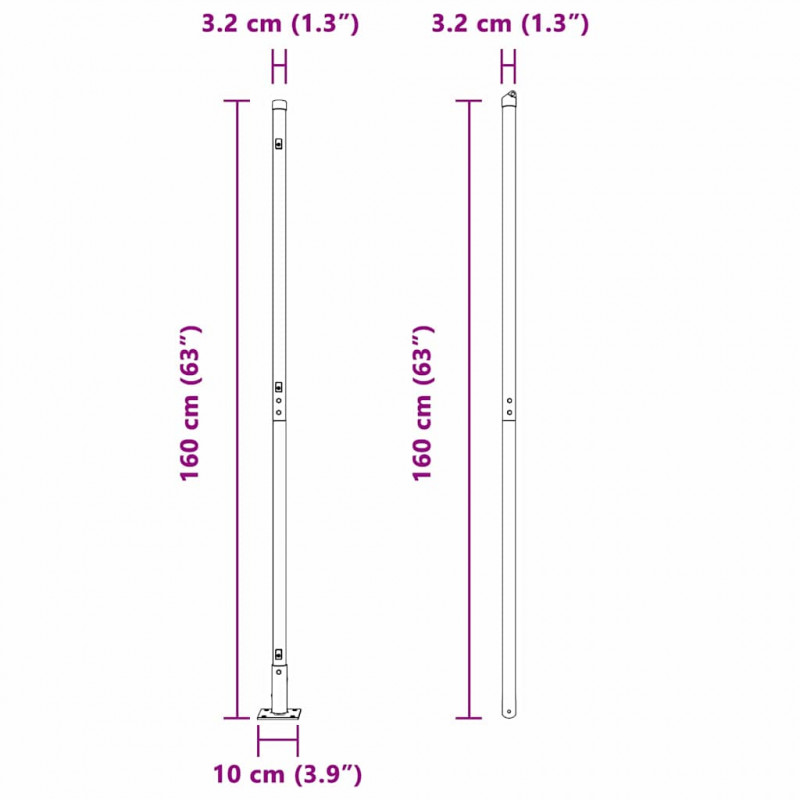 Słupek ogrodzeniowy. 13 pcs Szary Stal