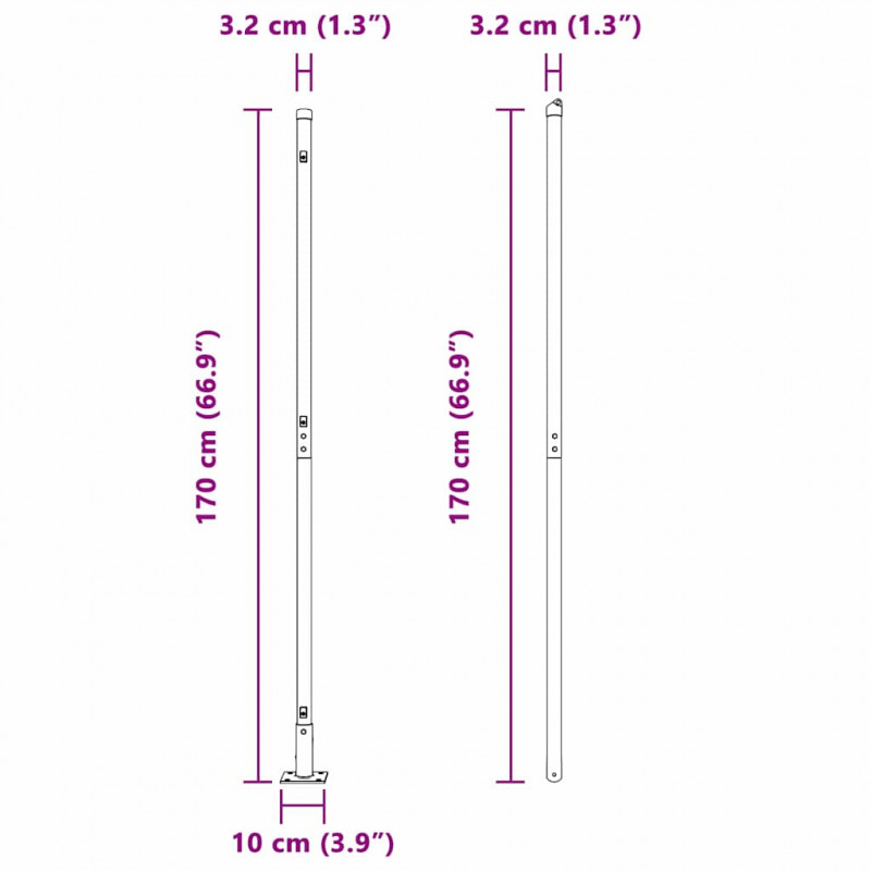 Słupek ogrodzeniowy. 7 pcs Szary Stal