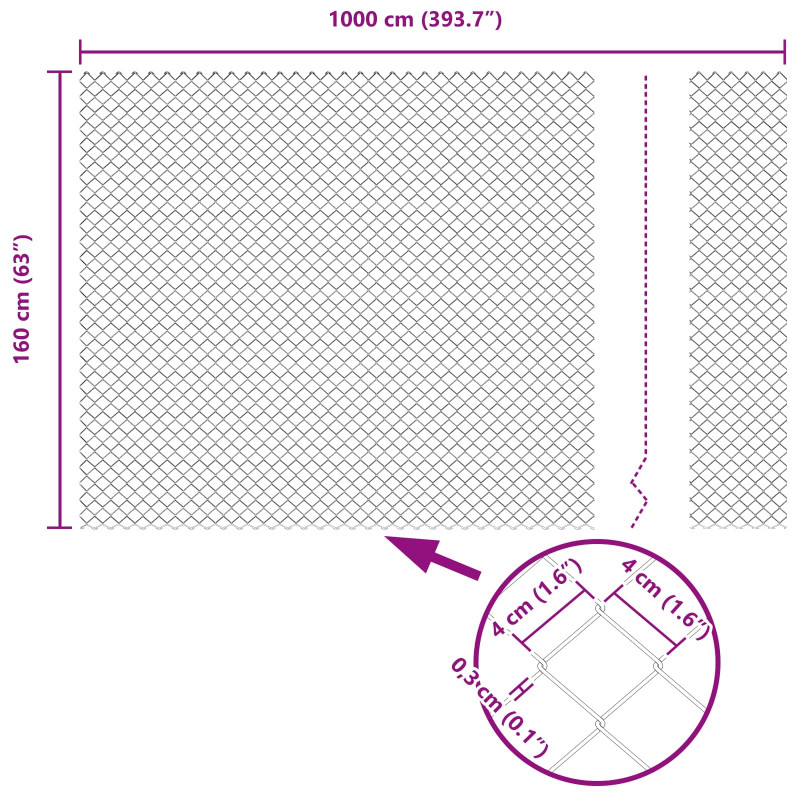 Ogrodzenie łańcuchowe Szary 10 x 1,6 m Stal