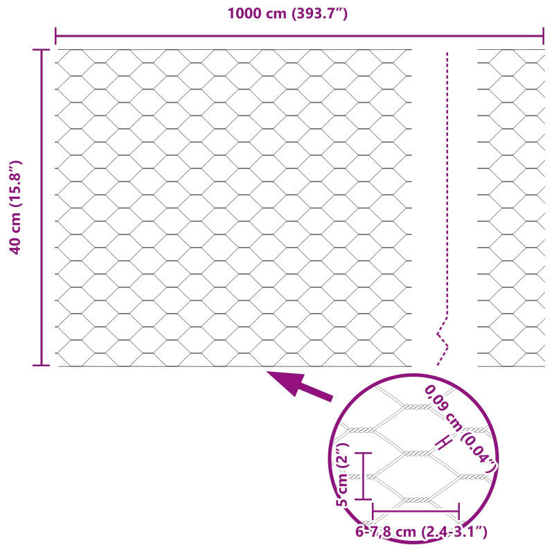 Ogrodzenie heksagonalne Zielony 0,4 x 10 m PVC