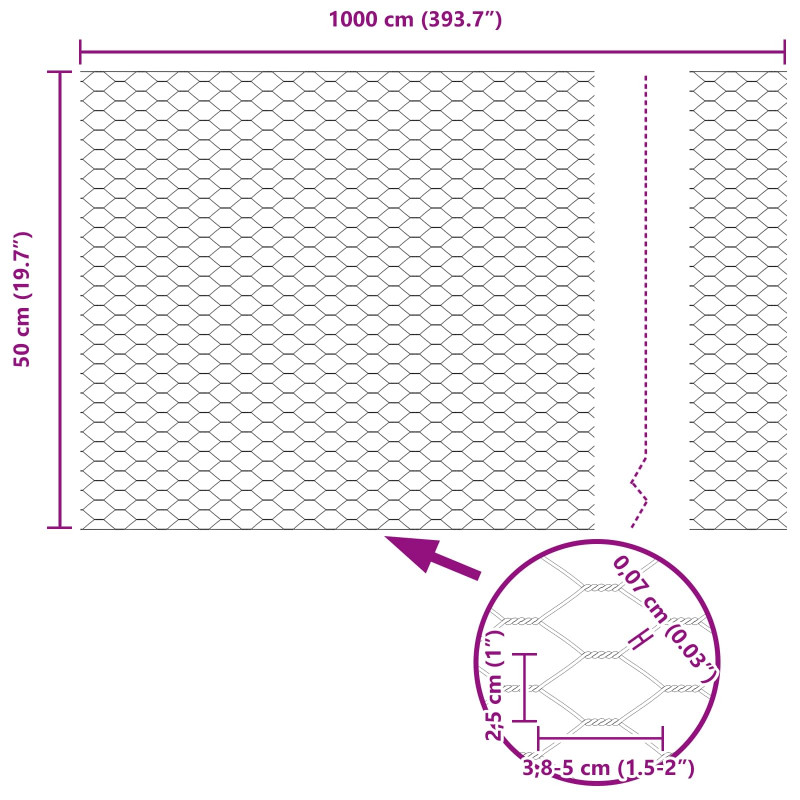 Ogrodzenie heksagonalne Zielony 0,5 x 10 m PVC