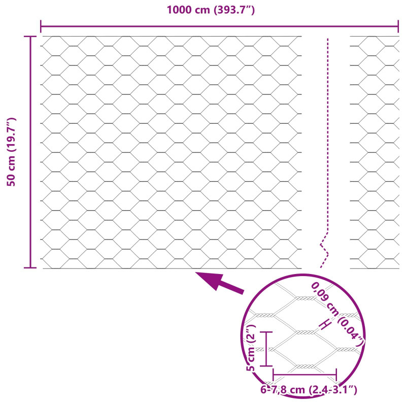 Ogrodzenie heksagonalne Zielony 0,5 x 10 m PVC