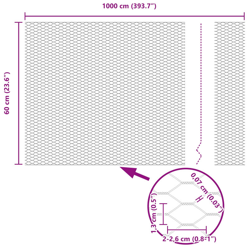 Ogrodzenie heksagonalne Zielony 0,6 x 10 m PVC