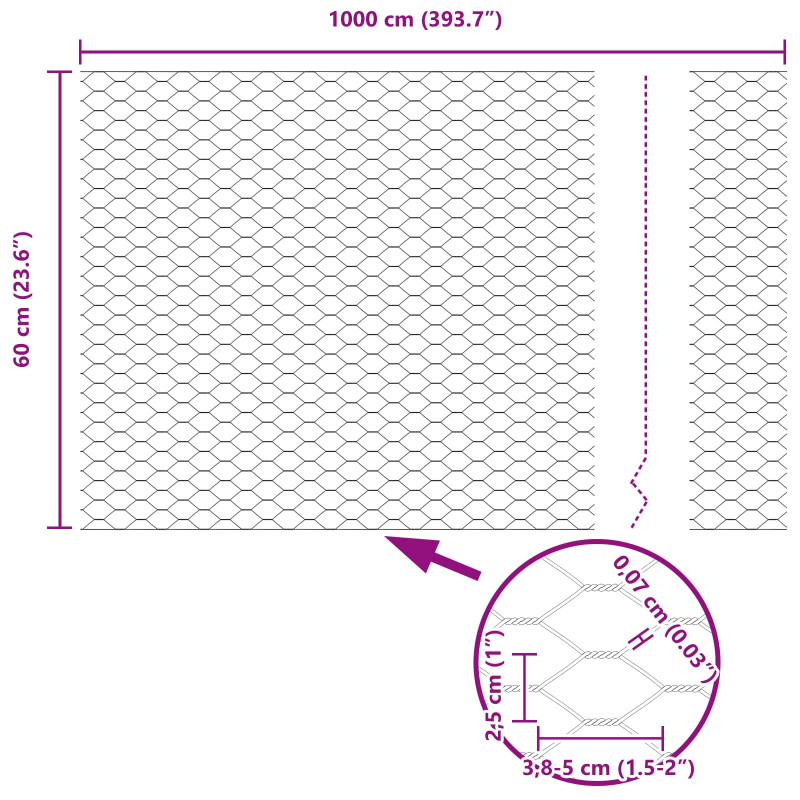 Ogrodzenie heksagonalne Zielony 0,6 x 10 m PVC