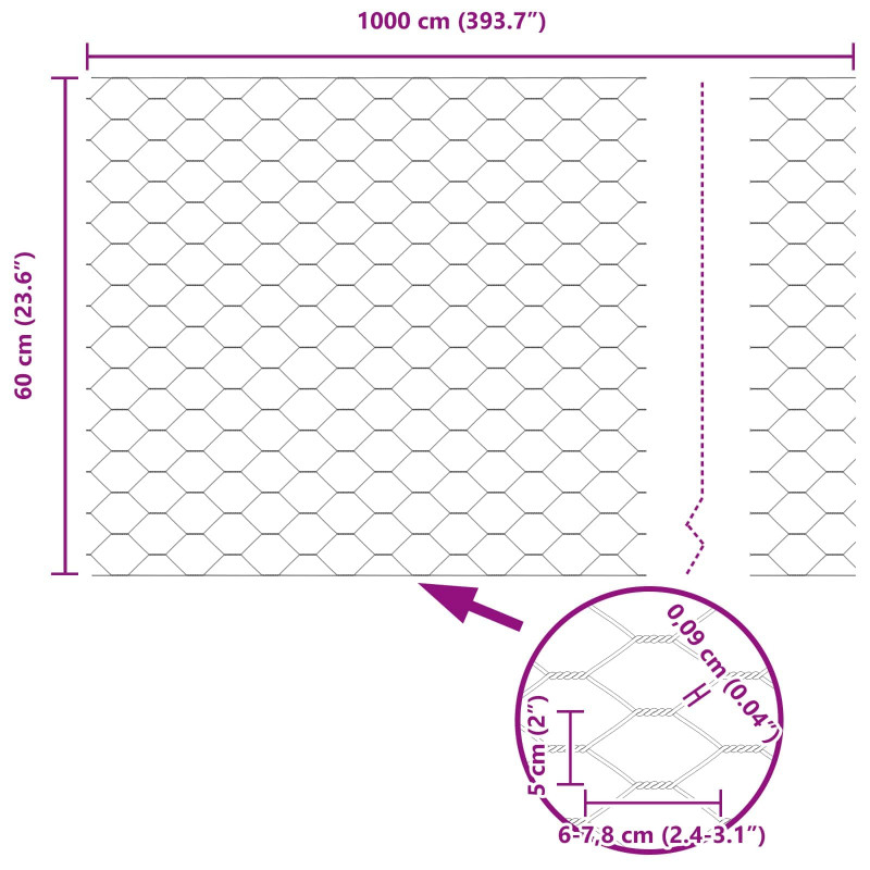 Ogrodzenie heksagonalne Zielony 0,6 x 10 m PVC