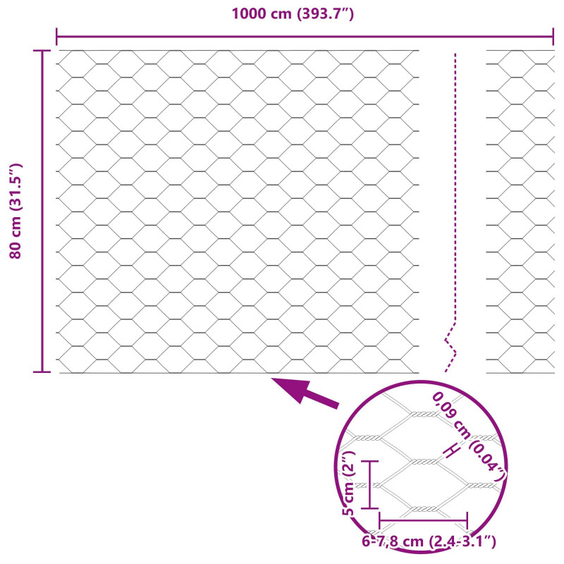 Ogrodzenie heksagonalne Zielony 0,8 x 10 m PVC